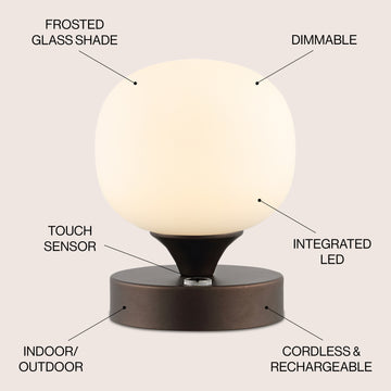 Owen 6.13" Bohemian Farmhouse Iron Rechargeable Integrated LED Table Lamp